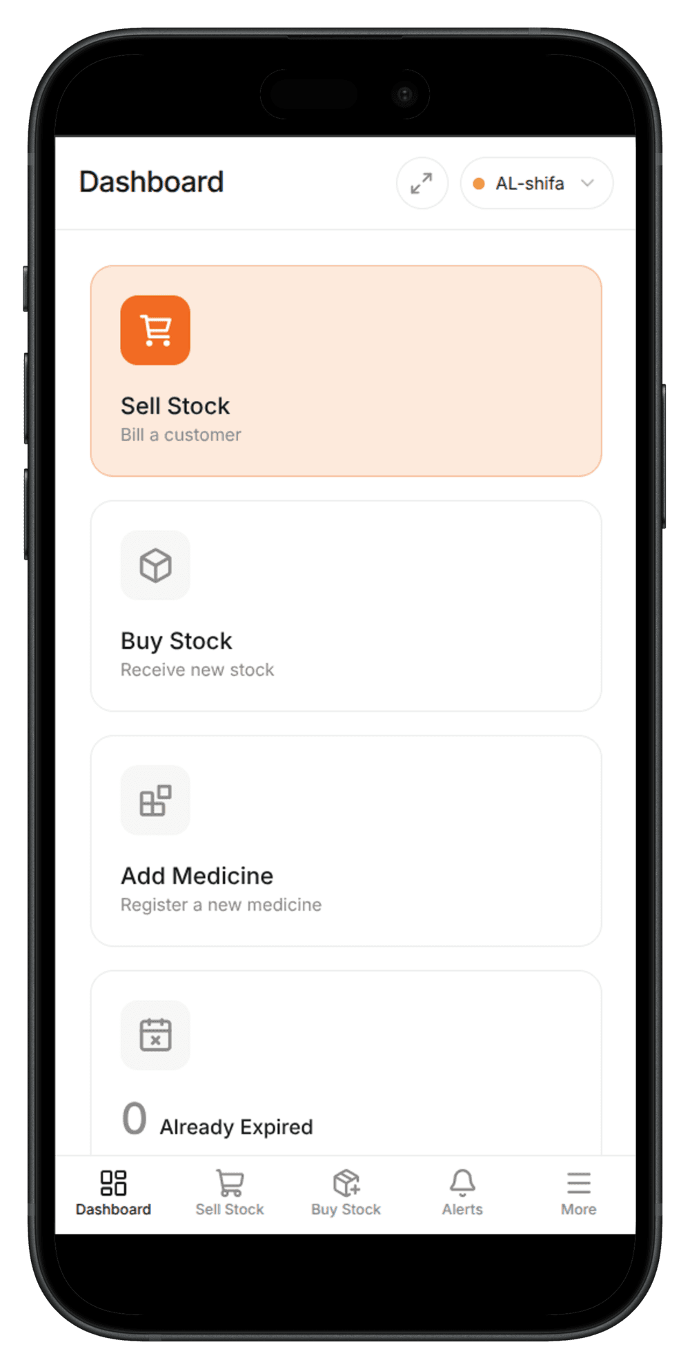 Dawakhana Mobile interface