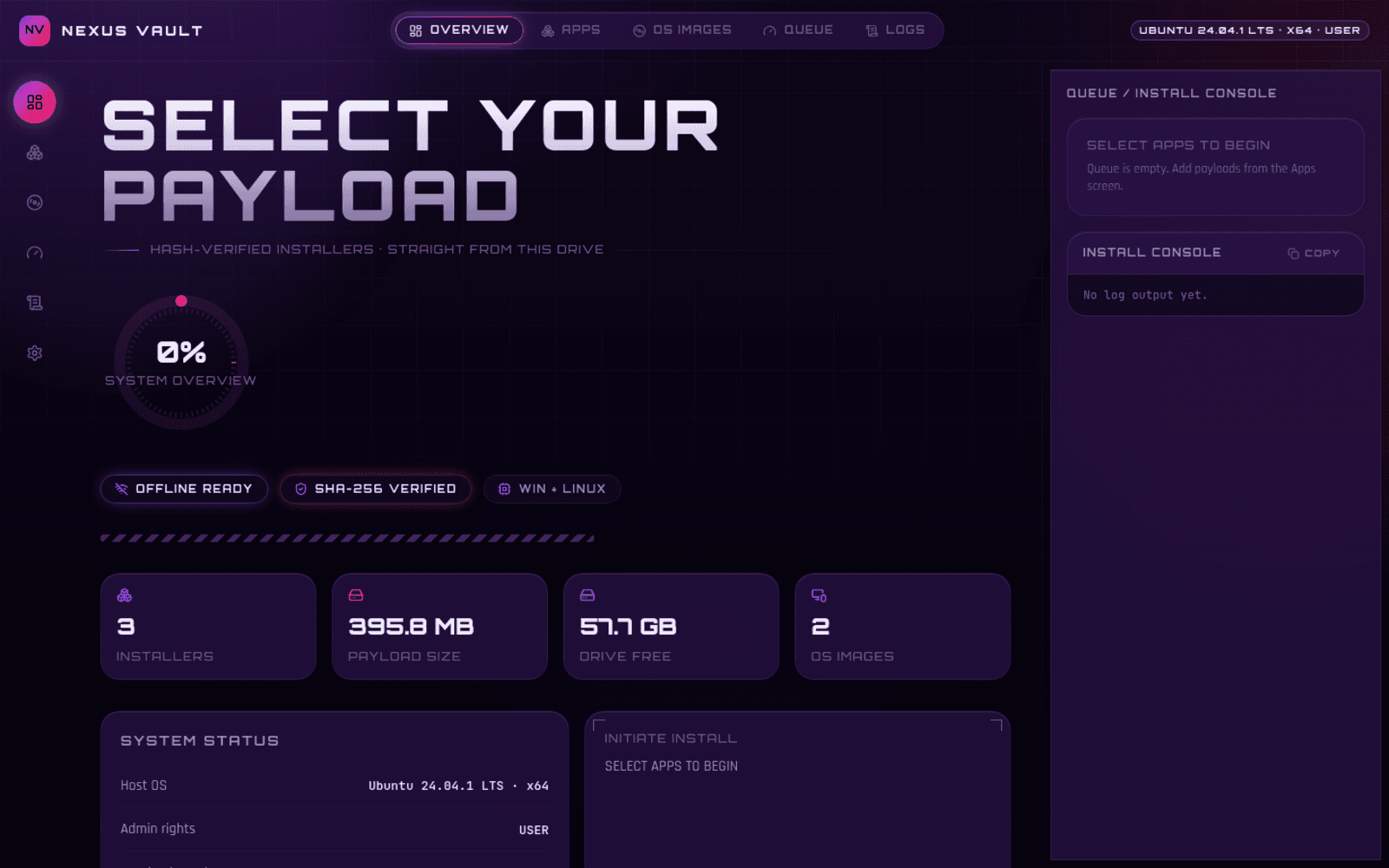 Nexus Vault interface